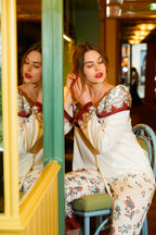 Chemise À Col Large À Imprimé - Fleur Vintage