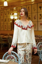 Chemise À Col Large À Imprimé - Fleur Vintage