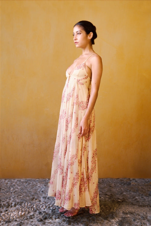 Robe Longue En Chiffon À Imprimé - Rose