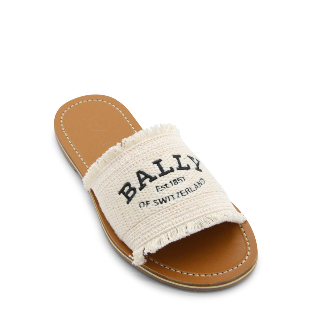 Bally Logo Flat Sandals - Cream - Femme