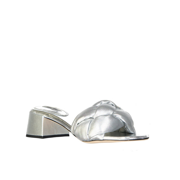 Miu Miu Leather Sandals - Silver - Femme
