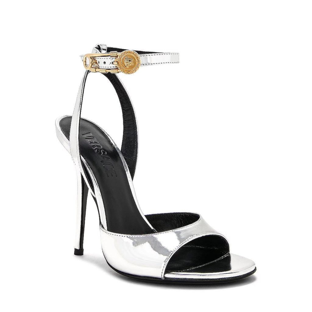 Versace Patent Leather Sandals - Silver - Femme