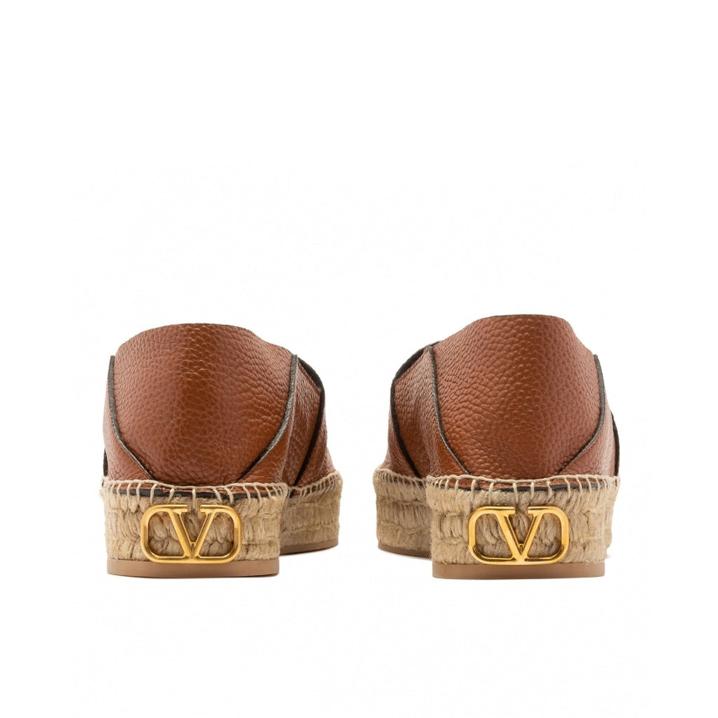Espadrilles - Valentino Garavani Logo-Plaque Leather - Brown