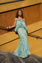 Jupe Asymétrique En Chiffon À Imprimé – Vert