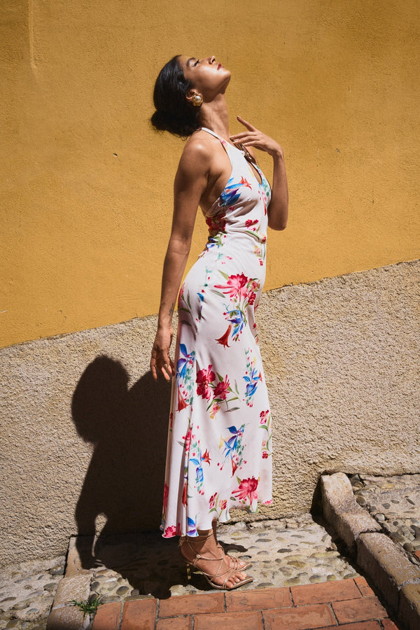 Robe Dos Nu À Imprimé – Blanc