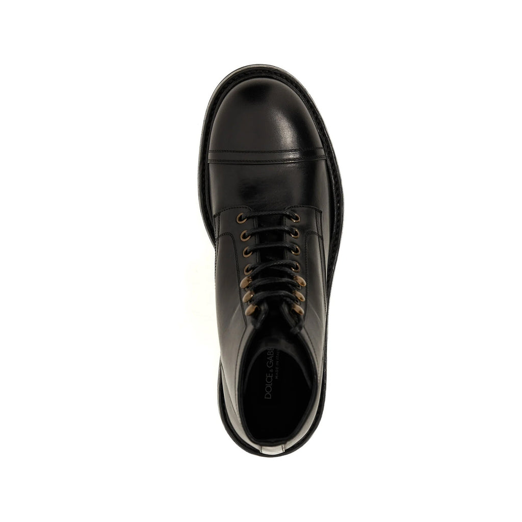 Bottes - Dolce & Gabbana Lace-Up Leather  - Black