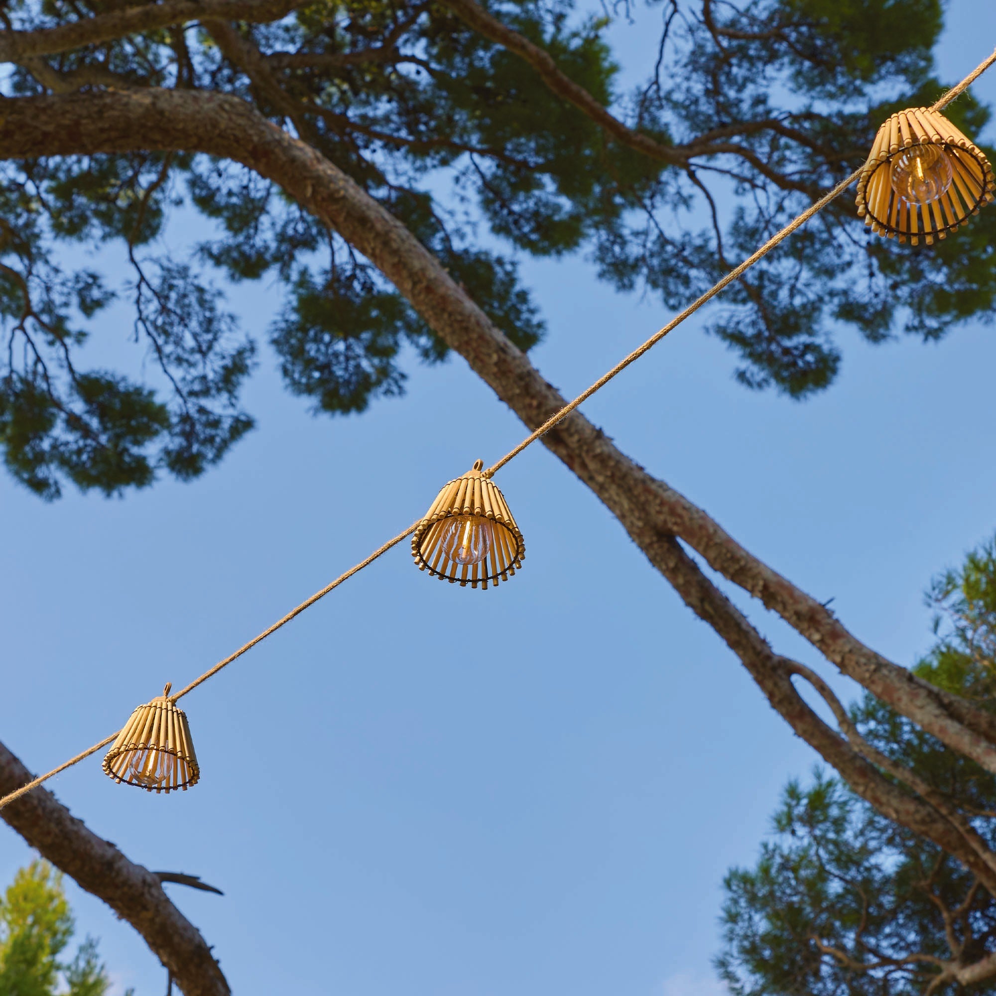 Natura - Guirlande Solaire Hybride - Bois - Beige