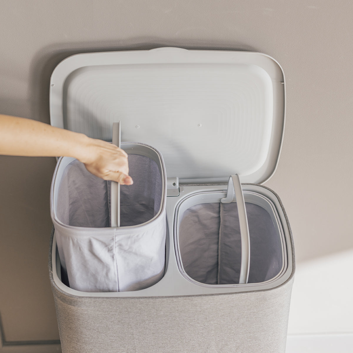 Panier À Linge Avec Couvercle Sven - 50L - Gris