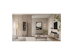 Mathilde - Buffet 3 Portes Plateau Effet Marbre - Pieds Noirs