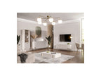 Mathilde - Buffet 3 Portes Plateau Effet Marbre - Pieds Or