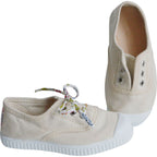 Chaussures Baskets Tennis En Toiles À Lacets Et Élastiques - Beige - Mixte