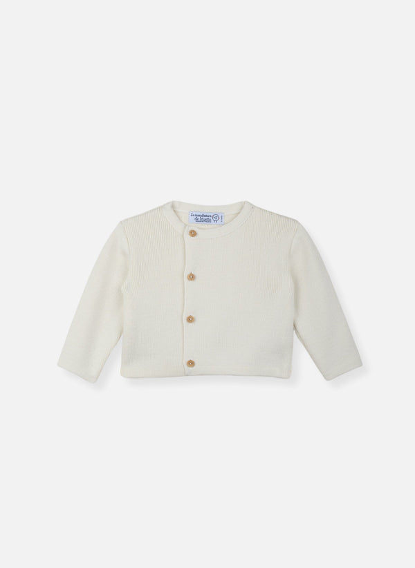 Cardigan En Laine Mélangée Petits Marins - Écru