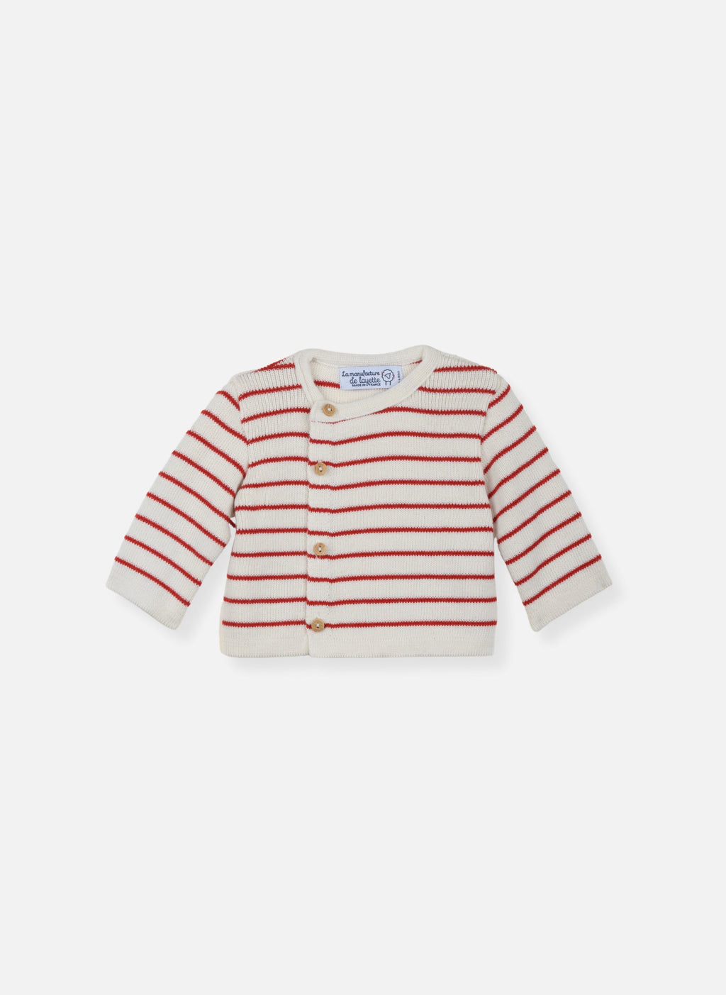 Cardigan En Laine Mélangée Petits Marins - Écru À Rayures Rouges