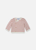 Cardigan En Laine Mélangée Petits Marins - Écru À Rayures Rouges