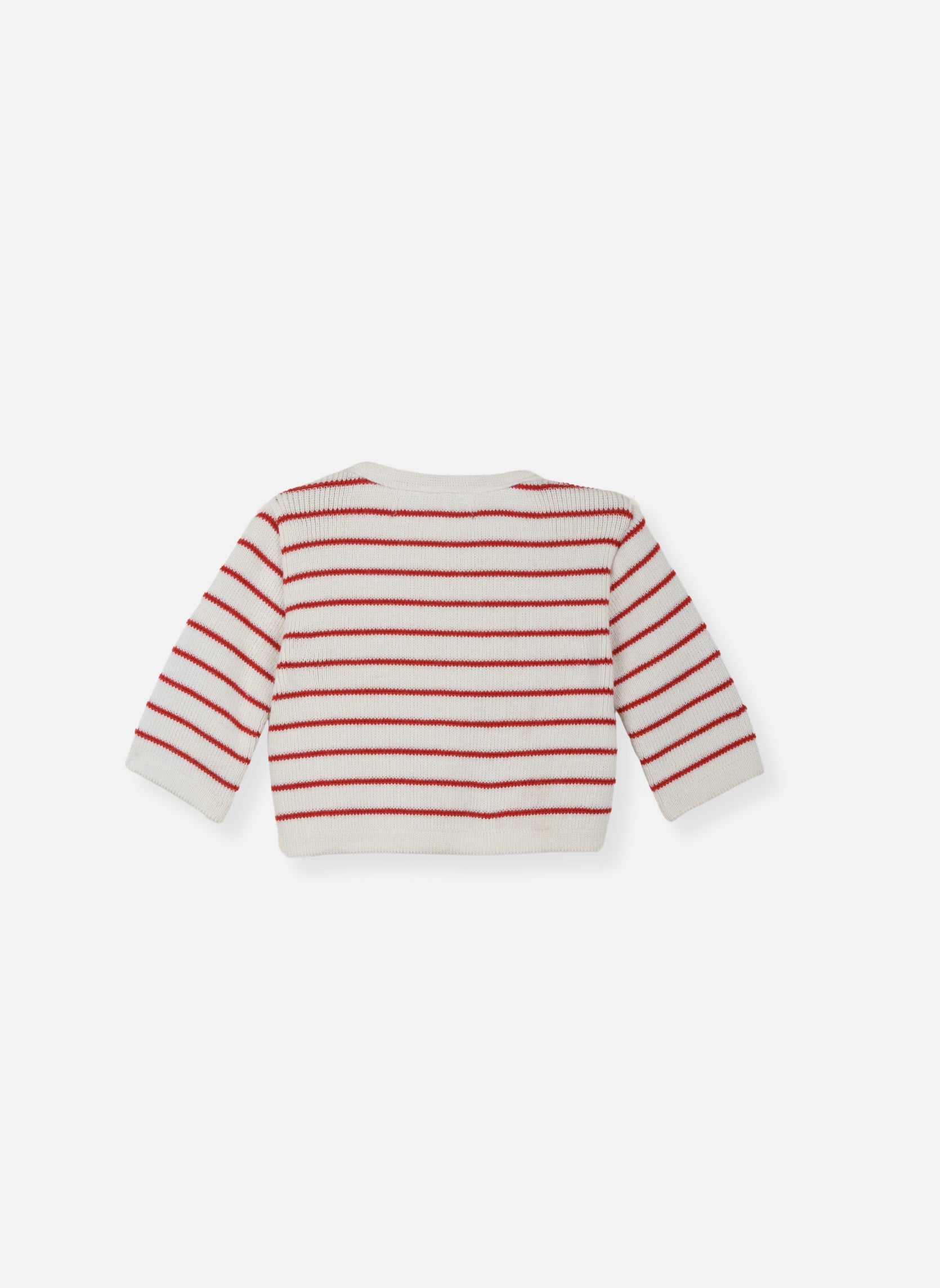 Cardigan En Laine Mélangée Petits Marins - Écru À Rayures Rouges