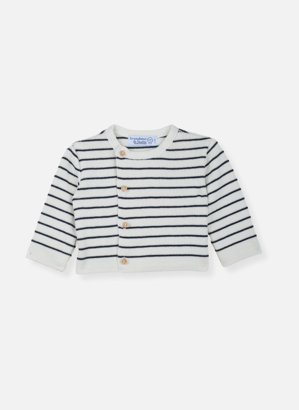 Cardigan En Laine Mélangée Petits Marins - Écru À Rayures Marines