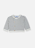 Cardigan En Laine Mélangée Petits Marins - Écru À Rayures Marines