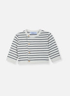 Cardigan En Laine Mélangée Petits Marins - Écru À Rayures Marines