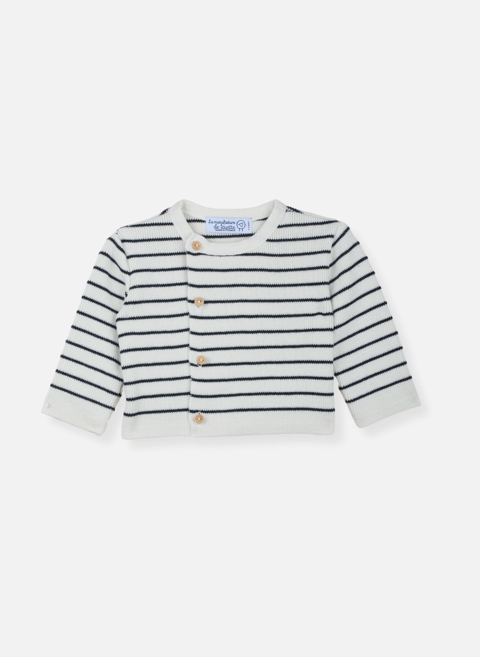 Cardigan En Laine Mélangée Petits Marins - Écru À Rayures Marines