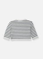 Cardigan En Laine Mélangée Petits Marins - Écru À Rayures Marines