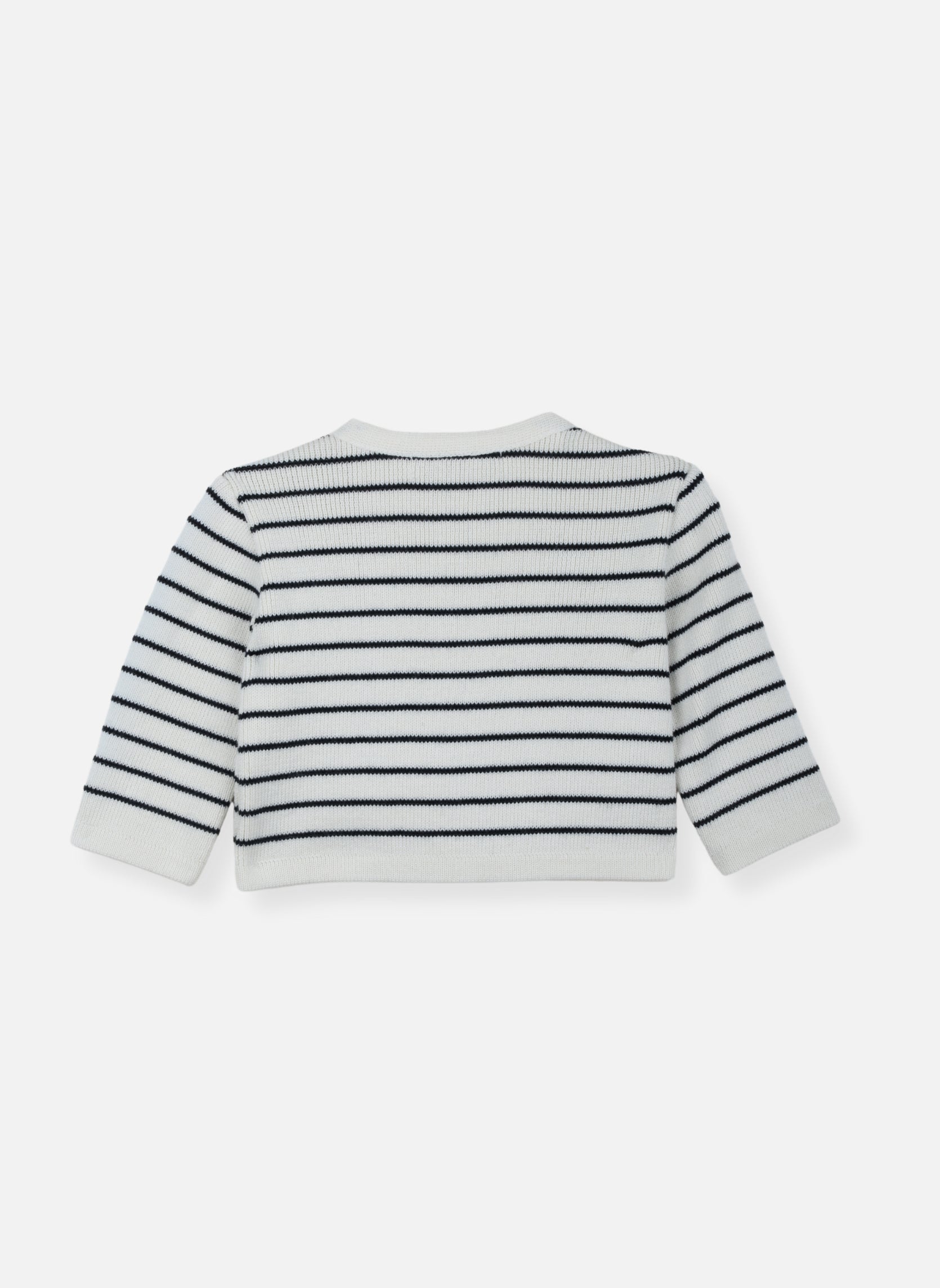 Cardigan En Laine Mélangée Petits Marins - Écru À Rayures Marines