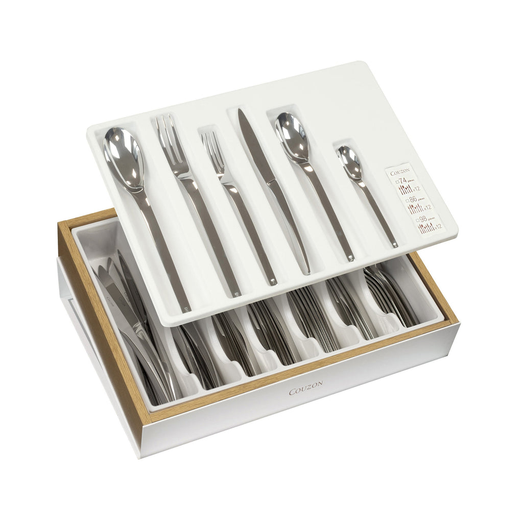 Coffre Bois - Coffret De Rangement 48 À 98 Couverts - Bois - Blanc/Bois