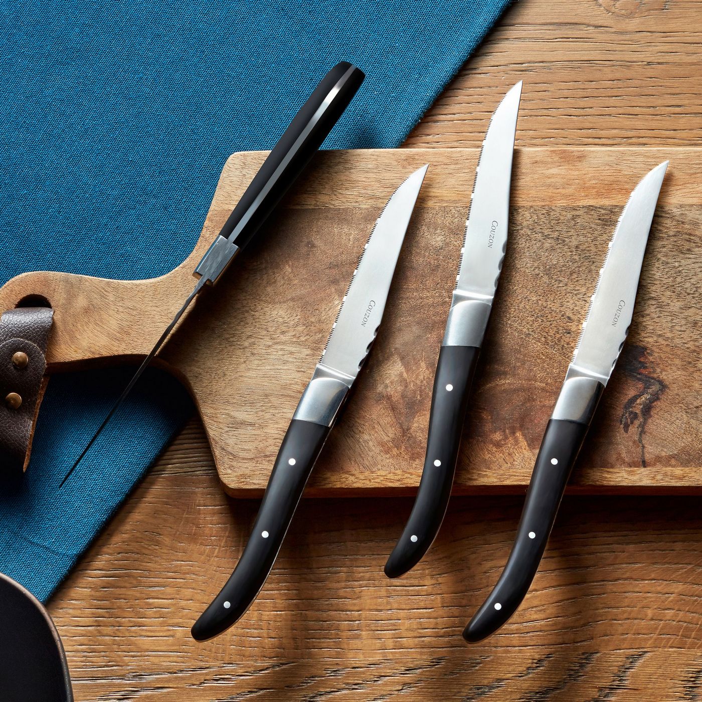 Riviera - Set 6 Couteaux Steak - Acier Inoxydable/Manche Abs - Noir