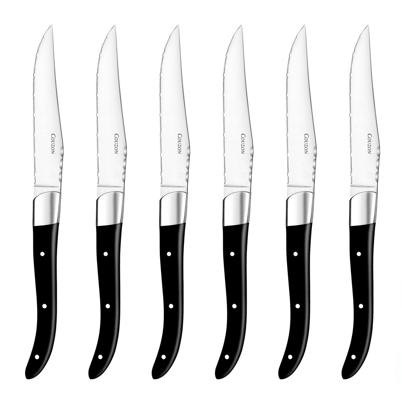 Riviera - Set 6 Couteaux Steak - Acier Inoxydable/Manche Abs - Noir
