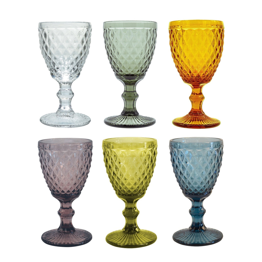 Strass Transparent - Lot De 6 Verres À Pied 20 Cl - Verre Pressé - Translucide