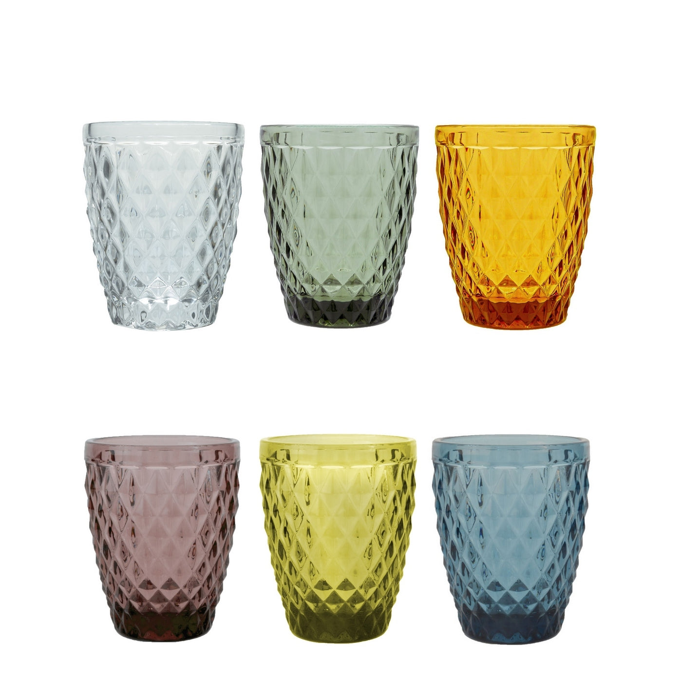 Strass Bleu - Lot De 6 Gobelets 22 Cl - Verre Pressé - Bleu