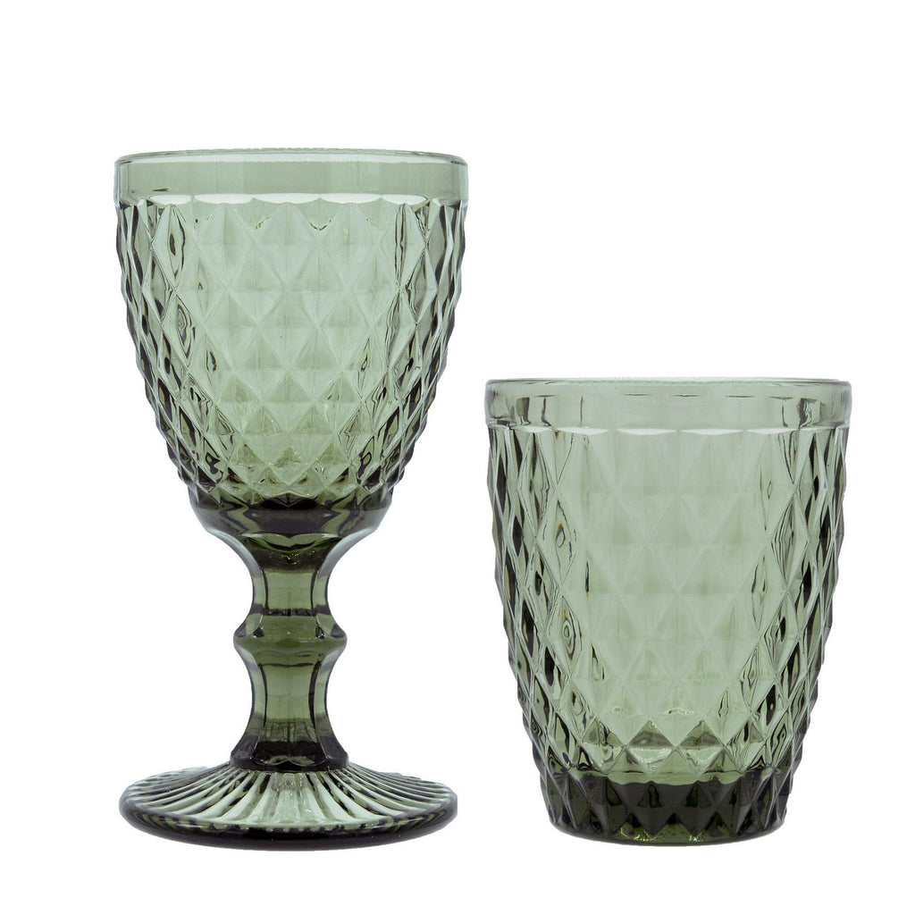 Strass Fumé - Lot De 6 Gobelets 22 Cl - Verre Pressé - Gris