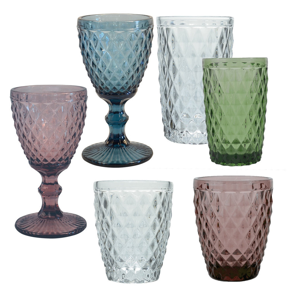 Strass Pourpre - Lot De 6 Gobelets 22 Cl - Verre Pressé - Pourpre