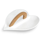 Tapas - Serviteur Apéritif Love En Céramique - Céramique/Bambou - Blanc/Bois Clair