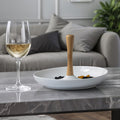 Tapas - Serviteur Apéritif Rond En Céramique - Céramique/Bambou - Blanc/Bois Clair