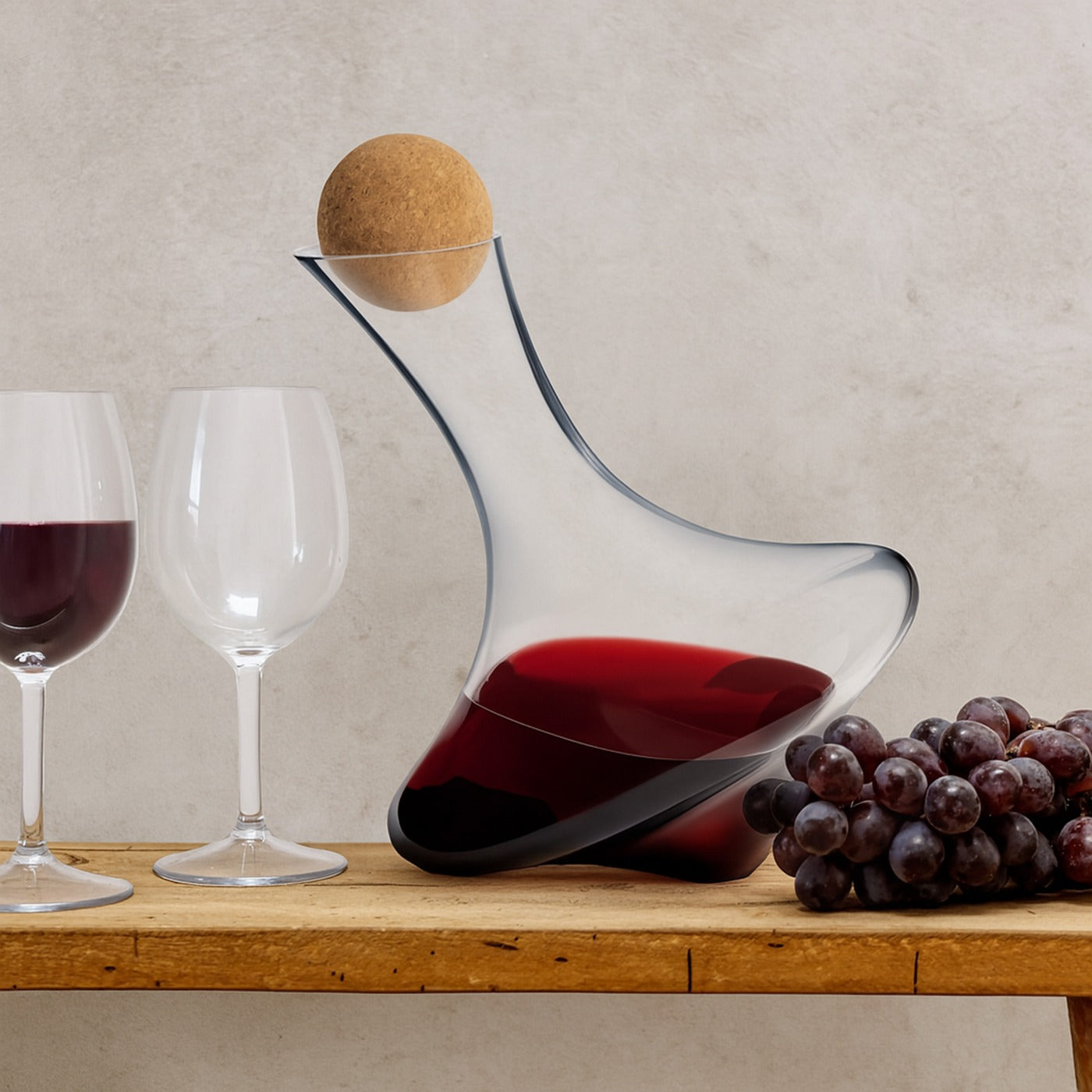 Toupie - Carafe 1.3 L Avec Bouchon En Liège - Verre Soufflé Bouche/Liège - Translucide