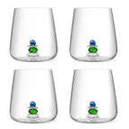 Cairn - Lot De 4 Gobelets Assortis - Verre Soufflé Bouche - Bleu & Vert