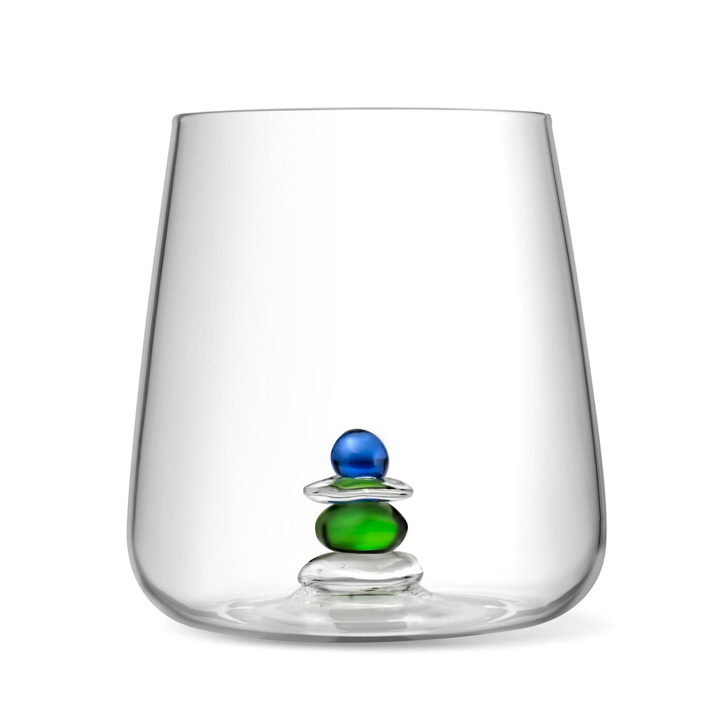 Cairn - Lot De 4 Gobelets Assortis - Verre Soufflé Bouche - Bleu & Vert