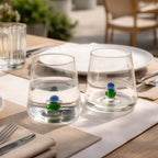 Cairn - Lot De 4 Gobelets Assortis - Verre Soufflé Bouche - Bleu & Vert