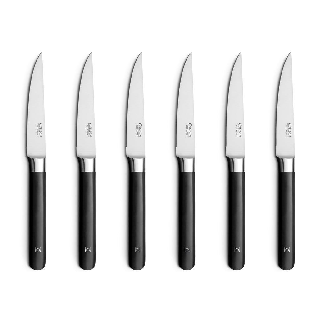 Kasaro - Set 6 Couteaux Steak - Acier Molybdène-Vanadium X50Crmov15 - Noir
