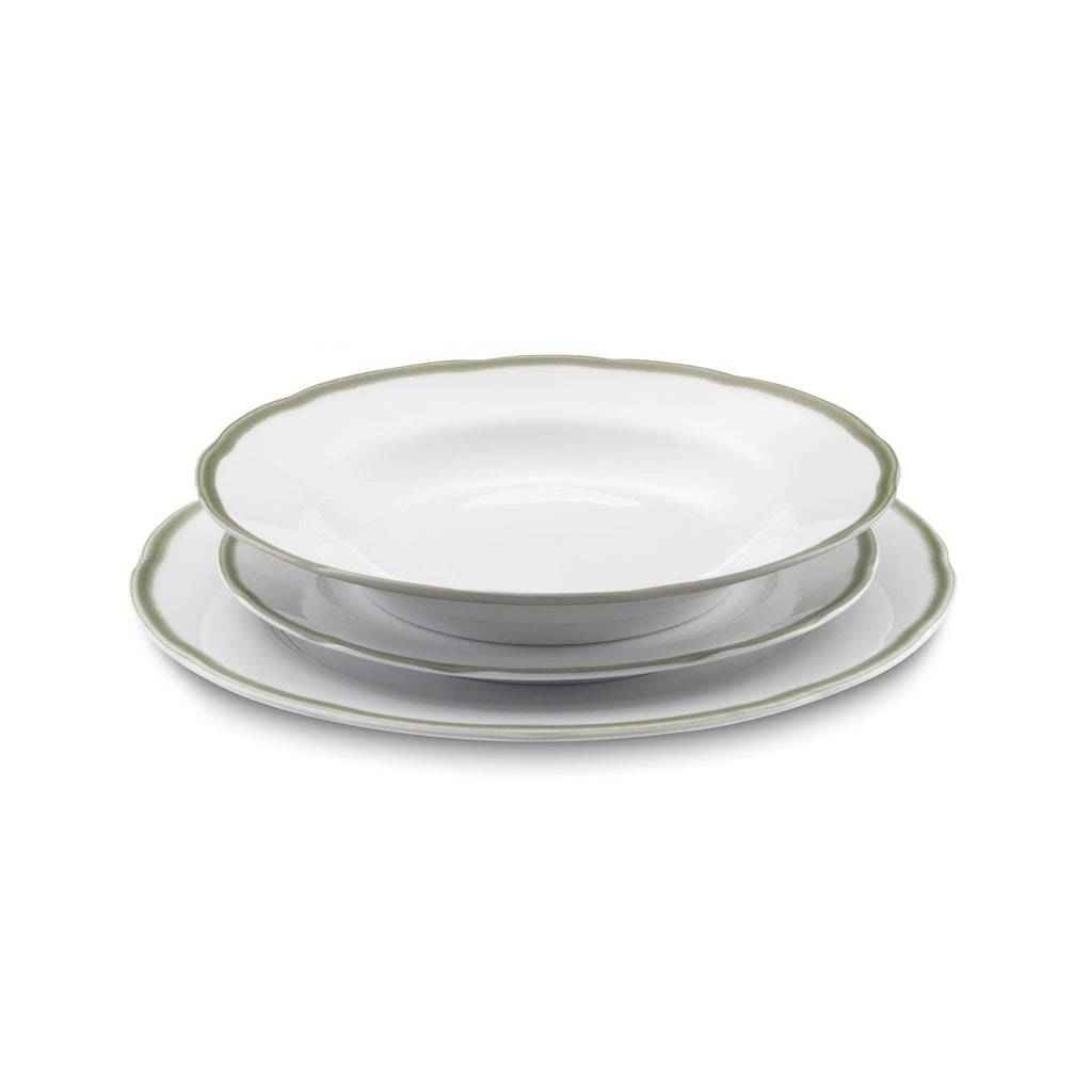 Scala Vert - Service 18 Pièces - Porcelaine - Blanc/Vert