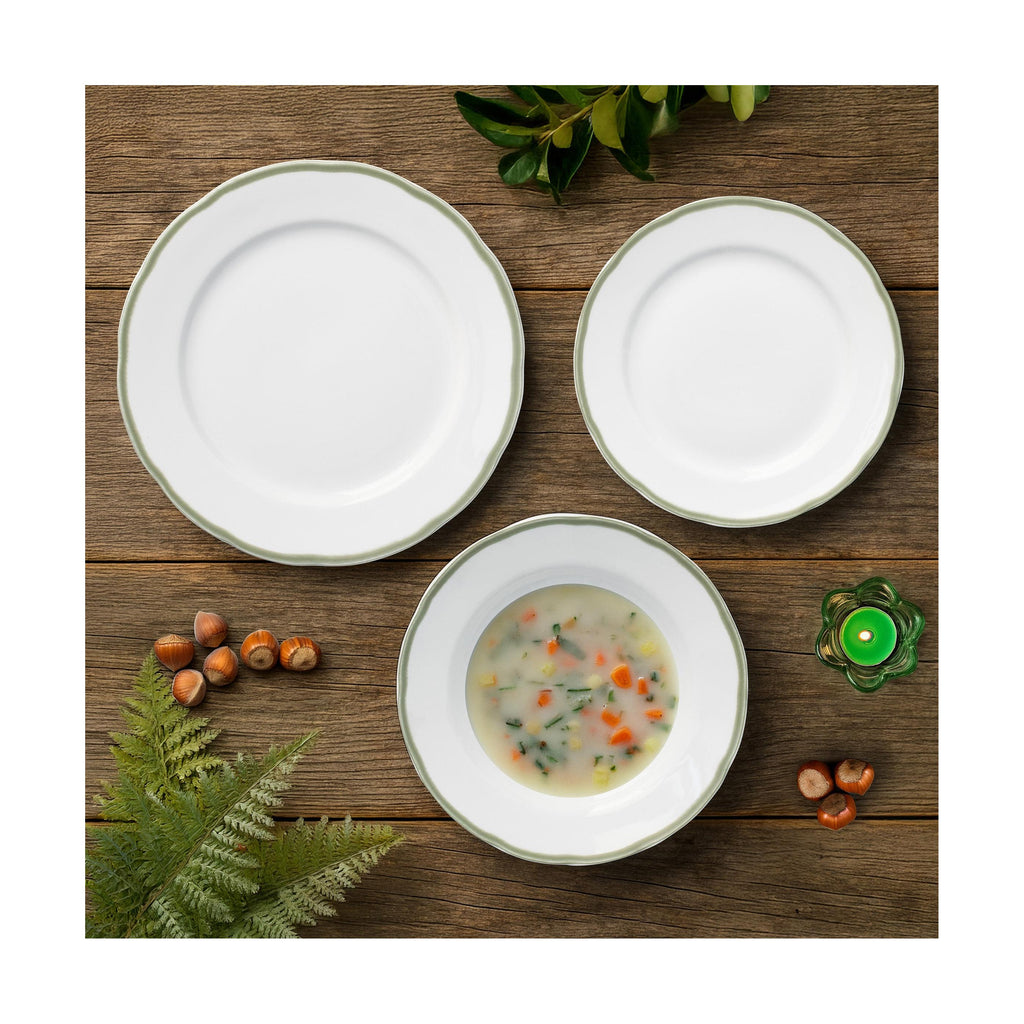 Scala Vert - Service 18 Pièces - Porcelaine - Blanc/Vert