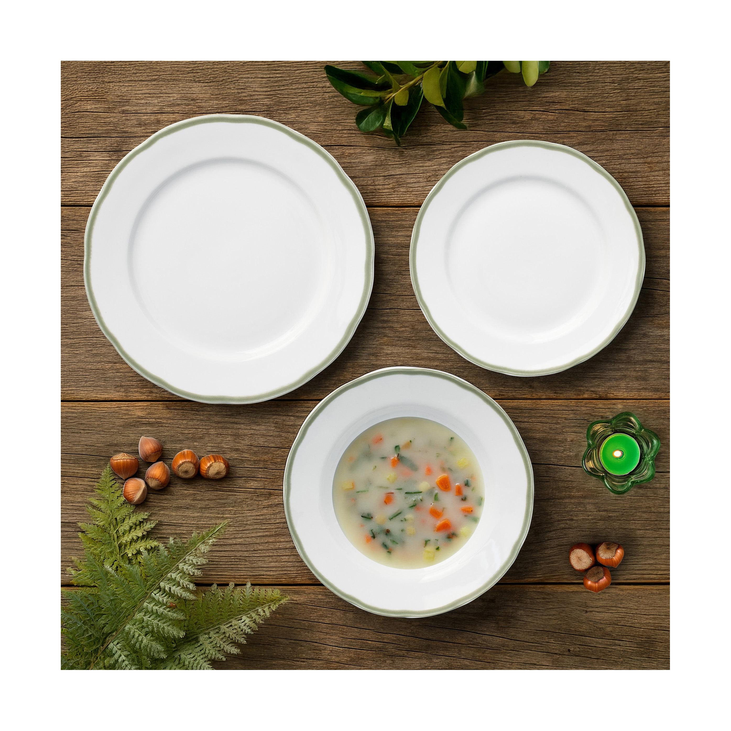 Scala Vert - Service 18 Pièces - Porcelaine - Blanc/Vert