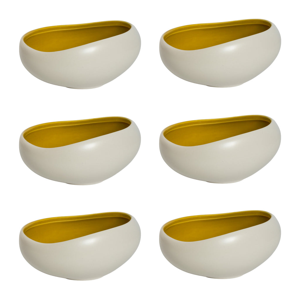 Kyma - 6 Coupelles 14cm - Porcelaine - Jaune Argan