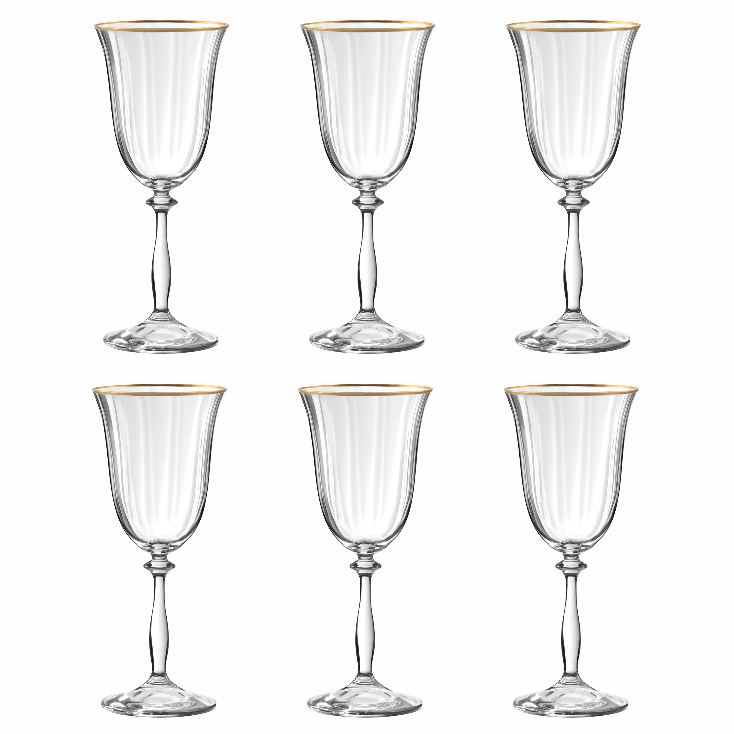 Altesse - Lot De 6 Verres À Pied 35Cl - Cristallin - Translucide/Bordure Dorée