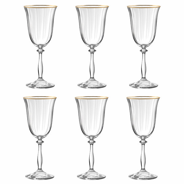 Altesse - Lot De 6 Verres À Pied 35Cl - Cristallin - Translucide/Bordure Dorée