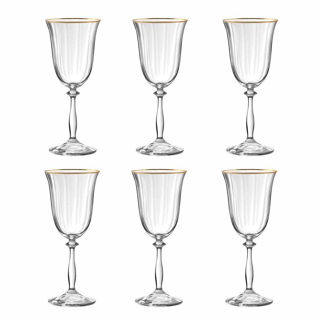 Altesse - Lot De 6 Verres À Pied 25Cl - Cristallin - Translucide/Bordure Dorée