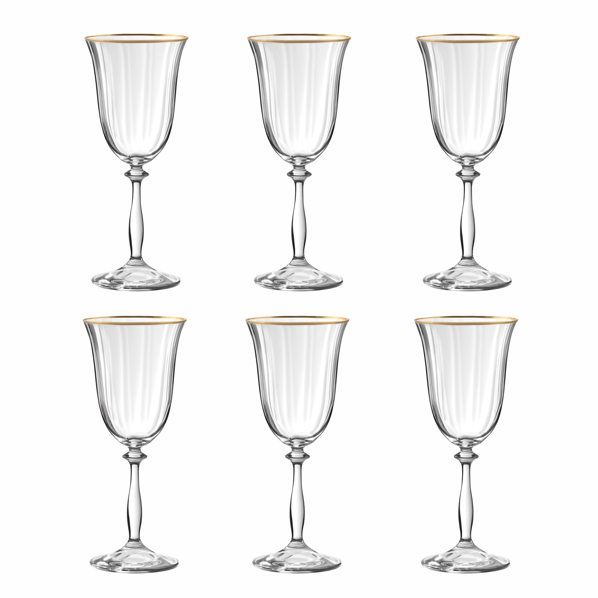 Altesse - Lot De 6 Verres À Pied 25Cl - Cristallin - Translucide/Bordure Dorée