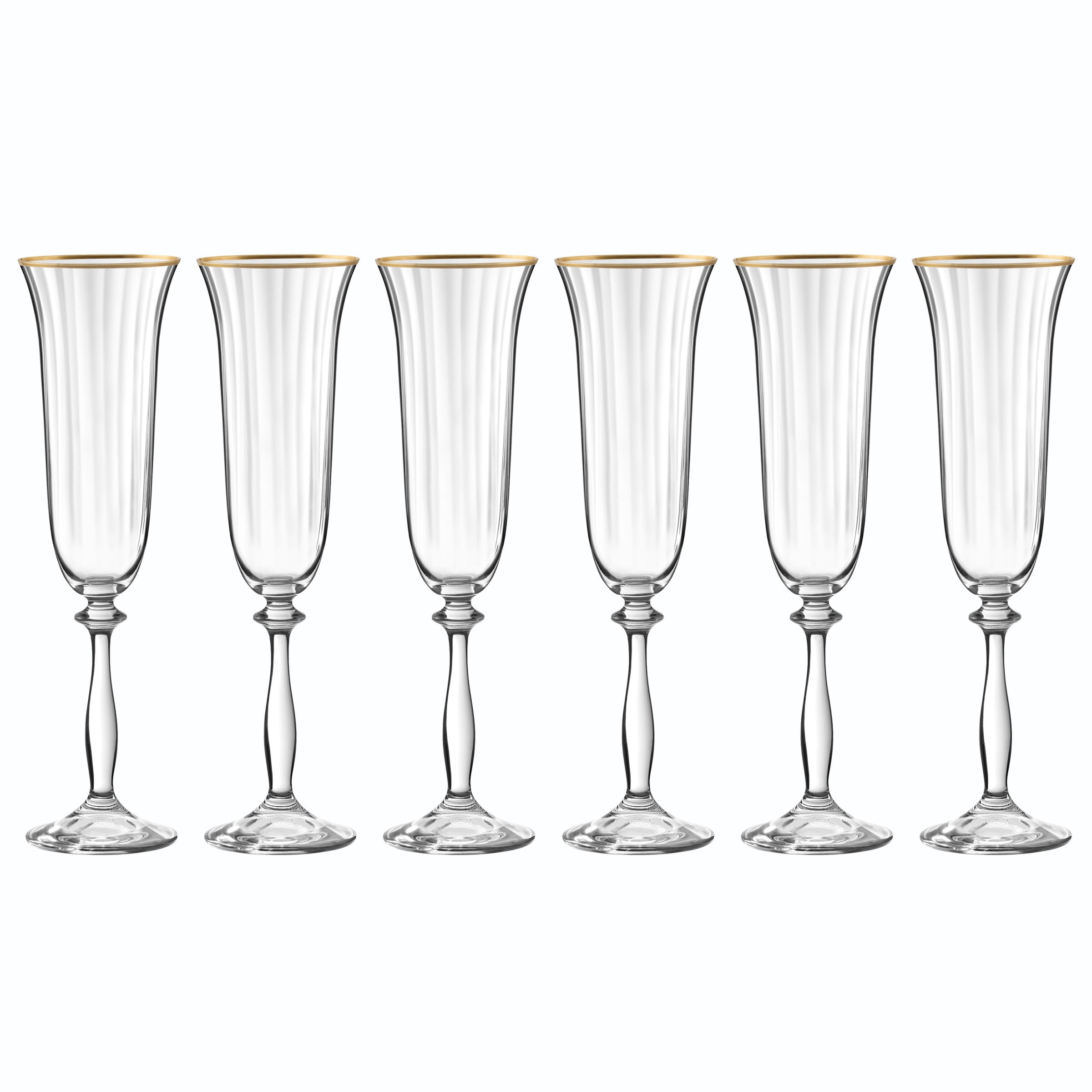 Altesse - Lot De 6 Flûtes À Champagne 19Cl - Cristallin - Translucide/Bordure Dorée