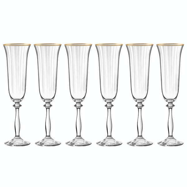 Altesse - Lot De 6 Flûtes À Champagne 19Cl - Cristallin - Translucide/Bordure Dorée