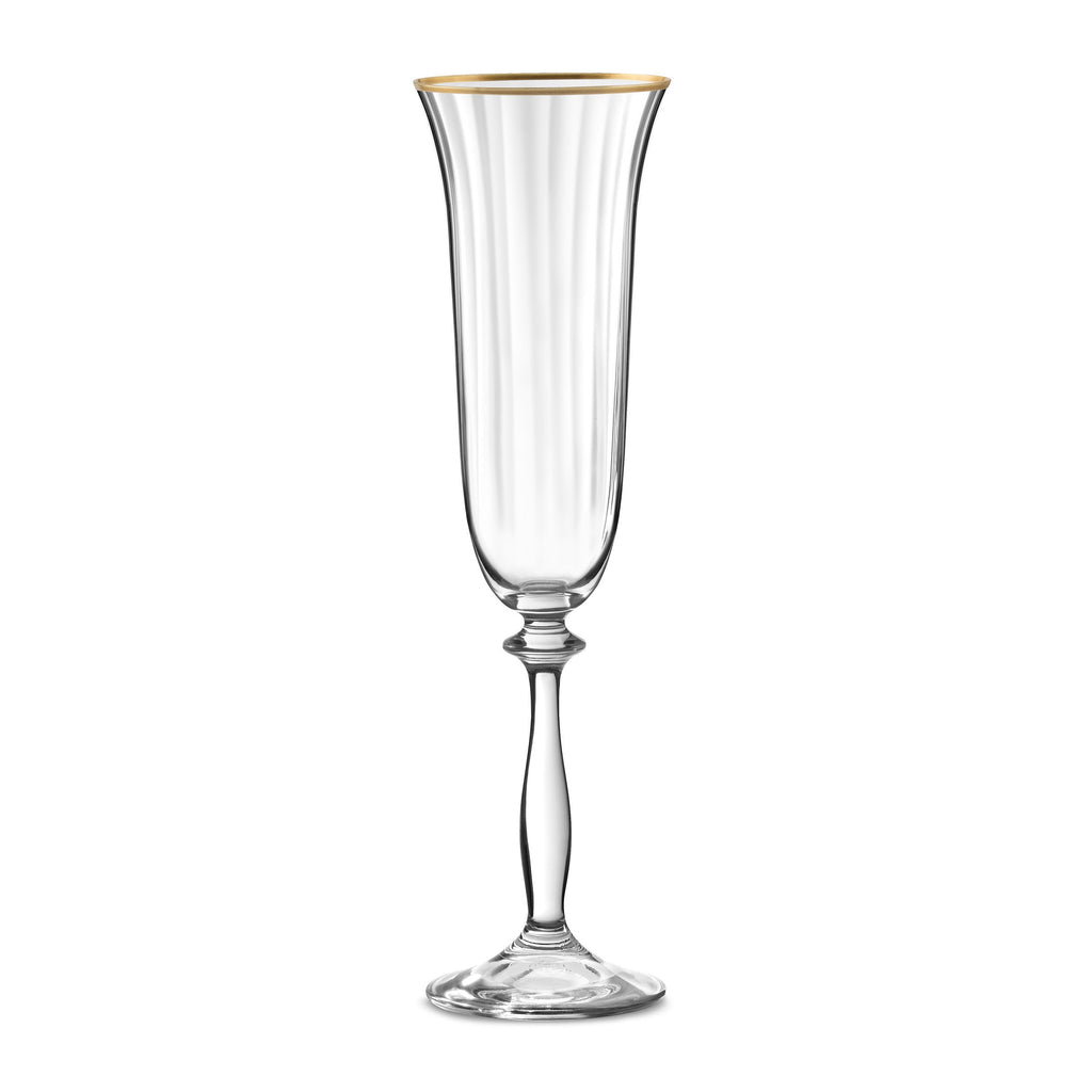 Altesse - Lot De 6 Flûtes À Champagne 19Cl - Cristallin - Translucide/Bordure Dorée